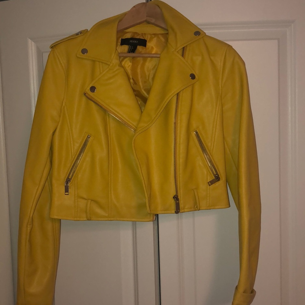 YELLOW FAUX LEATHER JACKET